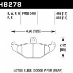 Колодки тормозные HB278N.465 HAWK HP+ задние DODGE / RENAULT