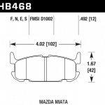 Колодки тормозные HB468S.492 HAWK HT-10 Mazda Miata 13 mm