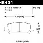 Колодки тормозные HB434S.543 HAWK HT-10 Subaru (Rear)   14 mm