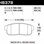 Колодки тормозные HB378S.565 HAWK HT-10 Mazda RX-8, Nissan (Rear) 14 mm