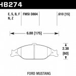 Колодки тормозные HB274S.610 HAWK HT-10 Mustang 16 mm