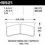 Колодки тормозные HB521F.800 HAWK HPS Wilwood 6 порш. 4 порш. 20 mm