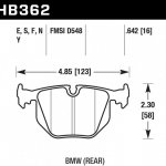 Колодки тормозные HB362S.642 HAWK HT-10 задние BMW  (E31) / M3 3.2 i E40