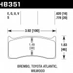 Колодки тормозные HB351E.620 HAWK Blue 9012 Brembo, Wilwood 16 mm