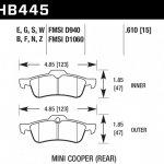 Колодки тормозные HB445S.610 HAWK HT-10 Mini Cooper (Rear) 16 mm