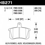 Колодки тормозные HB271E.605 HAWK Blue 9012; Audi, Volkswagon (Rear) 16mm