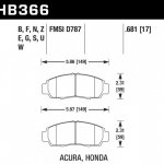 Колодки тормозные HB366E.681 HAWK Blue 9012 Acura/Honda 17 mm