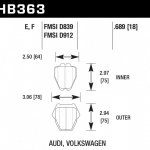 Колодки тормозные HB363F.689 HAWK HPS Audi A6 Quattro, A8, A8 Quattro, S4 & S6 - 8 Pad Set - Front