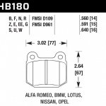 Колодки тормозные HB180E.591 HAWK Blue 9012 Subaru, BMW, Nissan, Mitsubishi (Rear) 15 mm