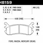 Колодки тормозные HB159M.492 HAWK Black Mazda Miata MX-5 1.8L (Rear) 13 mm