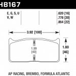 Колодки тормозные HB167W.778 HAWK DTC-30 AP Racing, Alcon, Brembo 20 mm