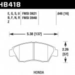 Колодки тормозные HB418E.646 HAWK Blue 9012 Acura RSX/Honda 17 mm