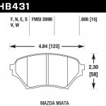 Колодки тормозные HB431V.606 HAWK HT-14 Mazda Miata 15 mm