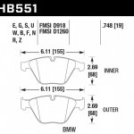 Колодки тормозные HB551U.748 HAWK DTC-70 BMW 19 mm