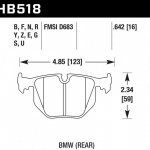 Колодки тормозные HB518Y.642 HAWK LTS задние BMW  3' (E46), M3 (E46), 5 (E39), X3 (E83)