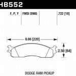 Колодки тормозные HB552P.722 HAWK SuperDuty DODGE RAM