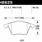 Колодки тормозные HB625F.760 HAWK HPS передние Audi TT (8J) / S3 (8P) / Volkswagen Golf R