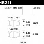 Колодки тормозные HB311E.591 HAWK Blue 9012 Toyota 16 mm
