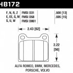 Колодки тормозные HB172S.595 HAWK HT-10 Porsche 911 "M" Caliper 15 mm
