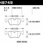 Колодки тормозные HB749Q.648 HAWK DTC-80; BMW (Rear) 17mm