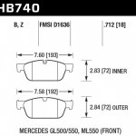 Колодки тормозные HB740B.712 HAWK HPS 5.0; передн. MB GL W166 AMG Sports Package