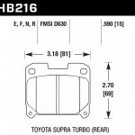 Колодки тормозные HB216E.590 HAWK Blue 9012 Toyota Supra Turbo (Rear) 15 mm