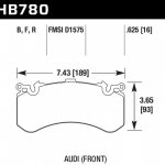 Колодки тормозные HB780R.625 HAWK Street Race; перед AUDI A6, S6, A7 4G; A8 S8 4H; PR 1LU, 1LX, 1LN