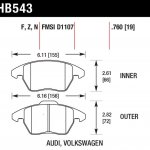 Колодки тормозные HB543Z.760 HAWK PC передние AUDI A3 / VW Golf 5,6 , Passat CC, B6, B7