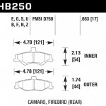 Колодки тормозные HB250U.653 HAWK DTC-70 Camaro, Firebird (Rear) 17 mm