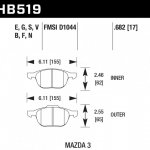 Колодки тормозные HB519G.682 HAWK DTC-60 Mazda 3 17 mm