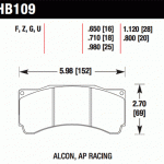 Колодки тормозные HB109G.980 HAWK DTC-60 (БЕЗ УШКА) PROMA 6 порш; StopTech; AP RACING; HPB тип 25 mm