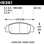 Колодки тормозные HB361U.622 HAWK DTC-70 Honda S2000/Civic Type "R", Acura RSX 16 mm