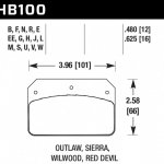Колодки тормозные HB100V.480 HAWK DTC-50; Wilwood DL, Outlaw, Sierra 12mm