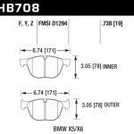 Колодки тормозные HB708Z.738 HAWK PC передние BMW X5, X6