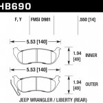 Колодки тормозные HB690F.550 HAWK HPS