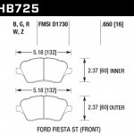 Колодки тормозные HB725W.650 HAWK DTC-30; 2014 Ford Fiesta ST 17mm