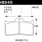 Колодки тормозные HB540W.490 HAWK DTC-30 Wilwood 12 mm