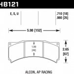 Колодки тормозные HB121S.980 HAWK HT-10 AP Racing, Alcon 25 mm