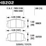 Колодки тормозные HB202E.580 HAWK Blue 9012 Toyota Corolla 15 mm