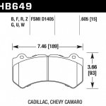 Колодки тормозные HB649Q.605 HAWK DTC-80; CTS-V 16mm