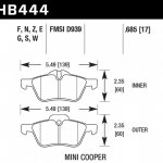 Колодки тормозные HB444V.685 HAWK DTC-50; Mini Cooper 18mm