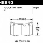 Колодки тормозные HB640F.550 HAWK HPS передние MINI 2009-> JOHN COOPER WORKS