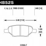 Колодки тормозные HB525G.540 HAWK DTC-60 Cobalt (Rear) 14 mm