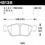 Колодки тормозные HB136N.690 HAWK HP+ передние BMW 3 (E36) / Z3