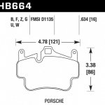Колодки тормозные HB664U.634 HAWK DTC-70  Porsche 911 (997), Boxster 2008-2011; Cayman 2005-2012