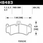 Колодки тормозные HB483V.635 HAWK DTC-50; Porsche GT3 16mm