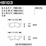 Колодки тормозные HB103N.590 HAWK HP+ передние CADILLAC / CHEVROLET