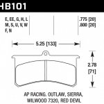 Колодки тормозные HB101V.775 HAWK DTC-50; Wilwood SL, AP Racing, Outlaw 20mm