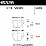 Колодки тормозные HB329S.543 HAWK HT-10; Toyota Celica  (Rear) 14mm