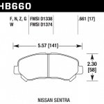 Колодки тормозные HB660W.661 HAWK DTC-30 Nissan Sentra 17 mm